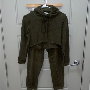 Danielle Guizio Olive Green Track Pants & Joggers Set